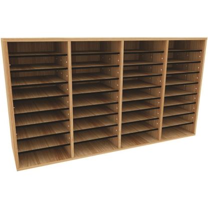 Wood Adjustable 36 Compartment Literature Organizer, 36 Sections, Letter Size, 39.3 x 11.8 x 23.9, Medium Oak1