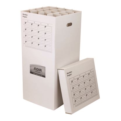 16 Slot Blueprint Rolled File Upright Storage Box, 16 Compartments, 17.5 x 17.5 x 37, White1