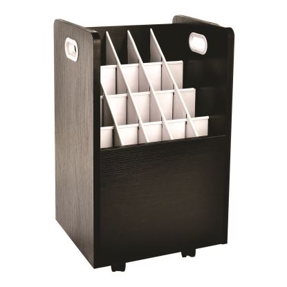20-Slot Mobile Rolling Wood Blueprint Storage Cabinet Roll File Large Document Organizer, 15.25 x 13.25 x 24.75, Black1