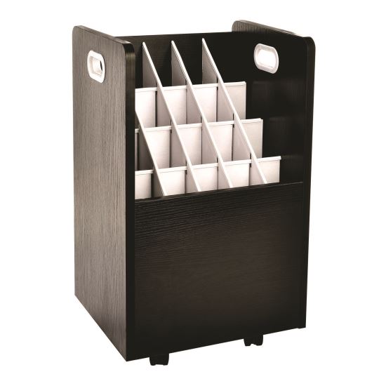 20-Slot Mobile Rolling Wood Blueprint Storage Cabinet Roll File Large Document Organizer, 15.25 x 13.25 x 24.75, Black1