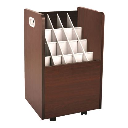 20-Slot Mobile Rolling Wood Blueprint Storage Cabinet Roll File Large Document Organizer, 15.25 x 13.25 x 24.75, Mahogany1