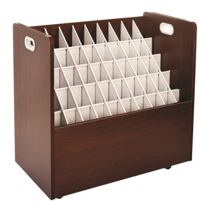 50-Compartment Mobile Wood Blueprint Rolled File Storage Organizer, 50 Compartments, 30 x 15.75 x 28.5, Mahogany1