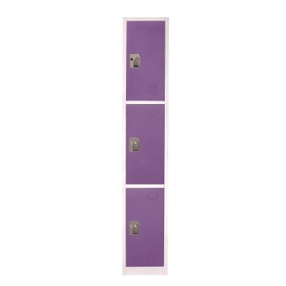 Steel Storage Locker, 3 Compartment, 12 x 12 x 72, Purple1