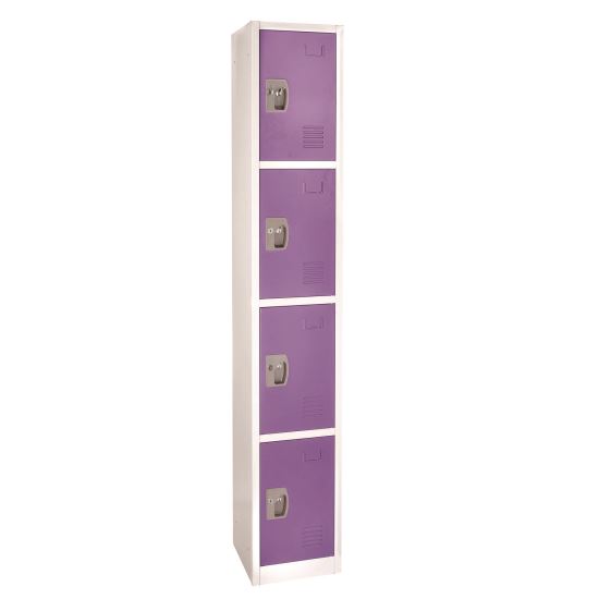 Steel Storage Locker, 4 Compartment, 12 x 12 x 72, Purple1