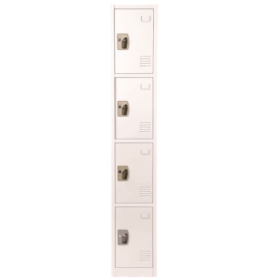 Steel Storage Locker, 4 Compartment, 12 x 12 x 72, White1