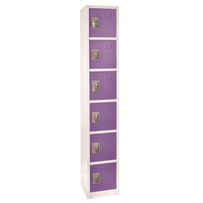 Steel Storage Locker, 6 Compartment, 12 x 12 x 72, Purple1