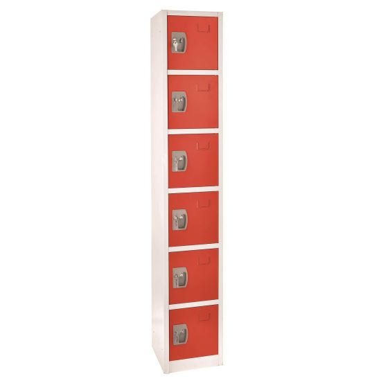 Steel Storage Locker, 6 Compartment, 12 x 12 x 72, Red1