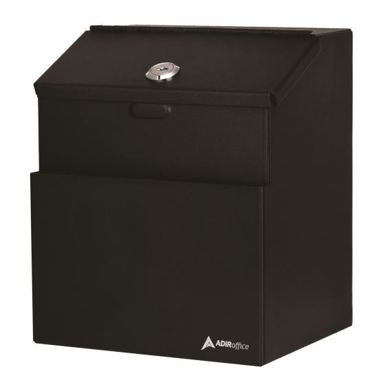 Wall Mountable Steel Suggestion Secure Drop Box with Key, 7 x 6 x 8.5, Stainless Steel 304, Black1