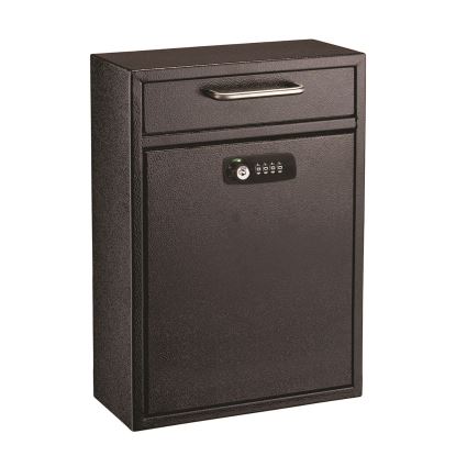 Large Secure Drop Box Wall Mounted Locking Mail Box with Key and Combination lock, 11.2 x 4.7 x 16.2, Black1