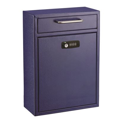 Large Secure Drop Box Wall Mounted Locking Mail Box with Key and Combination lock, 11.2 x 4.7 x 16.2, Blue1