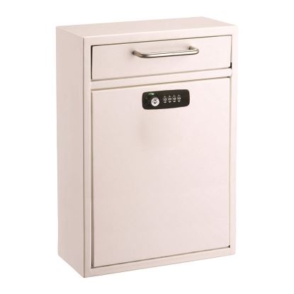 Large Secure Drop Box Wall Mounted Locking Mail Box with Key and Combination lock, 11.2 x 4.7 x 16.2, White1