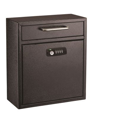 Medium Secure Drop Box Wall Mounted Locking Mail Box with Key and Combination Lock, 10.51 x 4.72 x 12, Black1