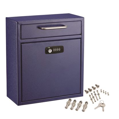 Medium Secure Drop Box Wall Mounted Locking Mail Box with Key and Combination Lock, 10.51 x 4.72 x 12, Blue1