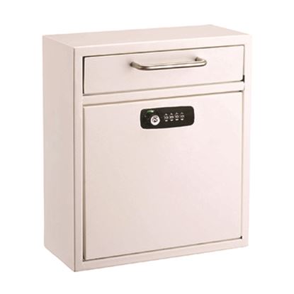 Medium Secure Drop Box Wall Mounted Locking Mail Box with Key and Combination Lock, 10.51 x 4.72 x 12, White1