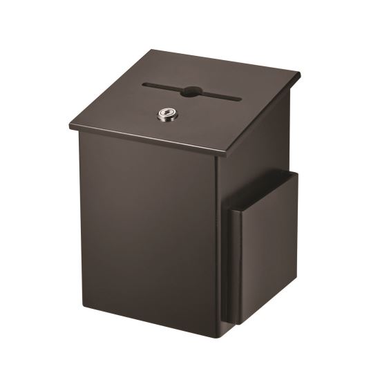 Squared Wood Locking Suggestion Box, 7.25 x 7.5 x 10, Medium Density Fiberboard, Black1