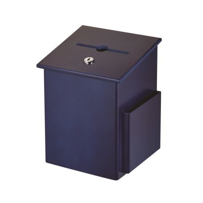 Squared Wood Locking Suggestion Box, 7.25 x 7.5 x 10, Medium Density Fiberboard, Blue1