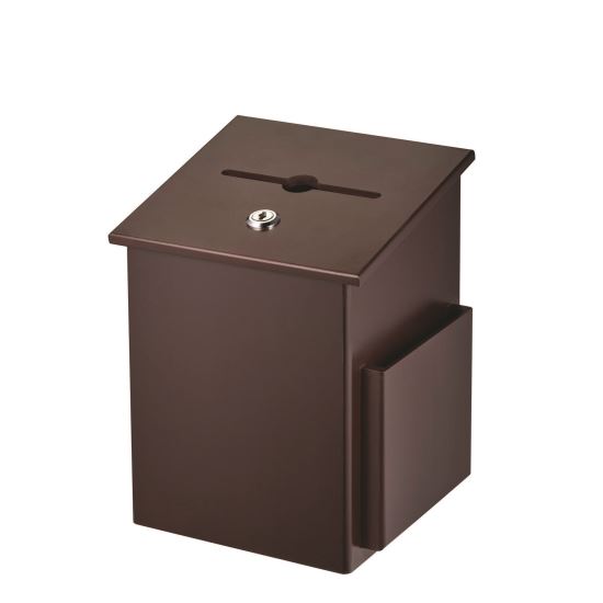 Squared Wood Locking Suggestion Box, 7.25 x 7.5 x 10, Medium Density Fiberboard, Mahogany1