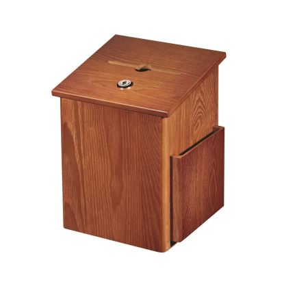 Squared Wood Locking Suggestion Box, 7.25 x 7.5 x 10, Medium Density Fiberboard, Medium Oak1