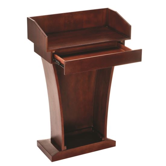 Wood Stand-Up Podium Lectern Speaker Stand with Drawer and Storage Area, 27.55 x 14 x 43.3, Cherry1