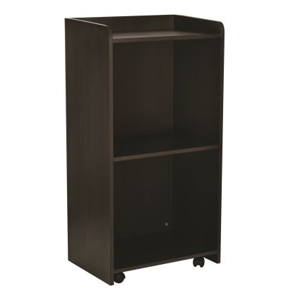 Wood Mobile Presentation Lectern Speaker Stand with Shelves, 22.44 x 16.53 x 45.98, Black1