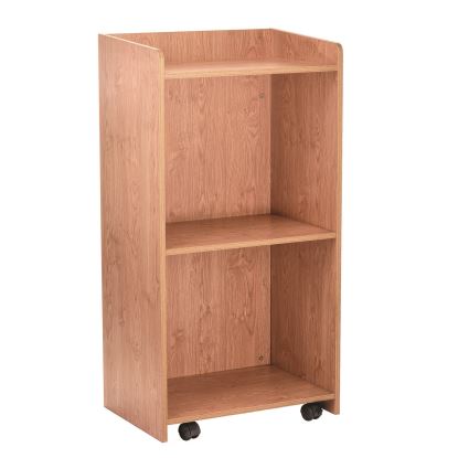 Wood Mobile Presentation Lectern Speaker Stand with Shelves, 22.44 x 16.53 x 45.98, Medium Oak1