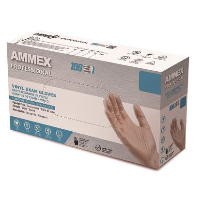 Vinyl Exam Gloves, Powder-Free, X-Large, Clear, 100/Box1