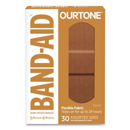 OurTone Adhesive Bandages, BR45, 2.25 x 0.63; 3 x 0.75; 3 x 1, Light Brown, 30/Pack1