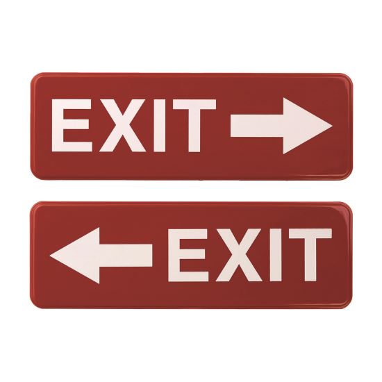 Emergency Exit Indoor/Outdoor Wall Sign, 9 x 3, Red Face, White Graphics, 2/Pack1