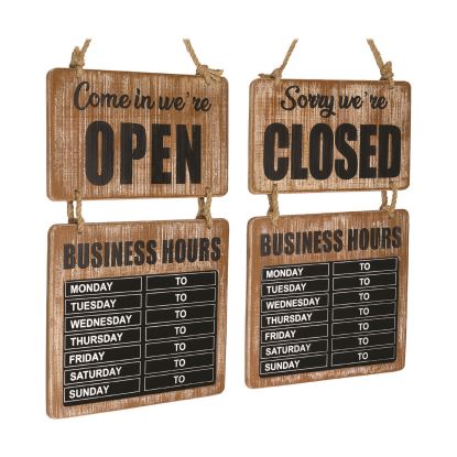 Business Hours Outdoor Sign, 9.75 x 22.5, Brown Face, Black/White Lettering, Chalkboard1