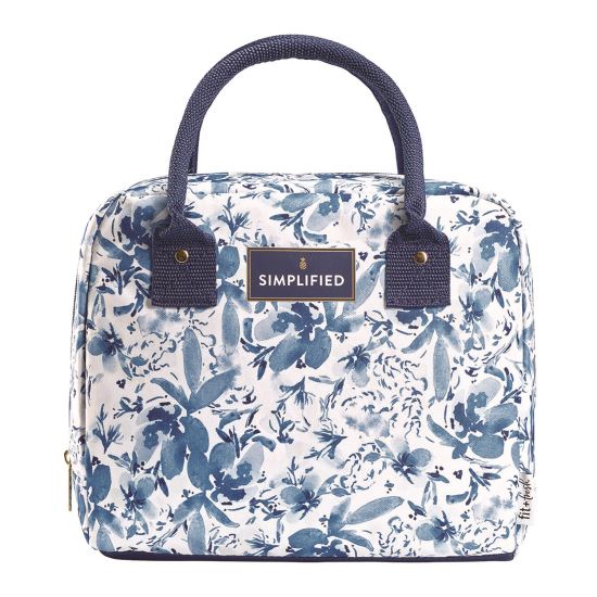 Simplified Lunch Bag, 9 x 6 x 10, Blue Floral1