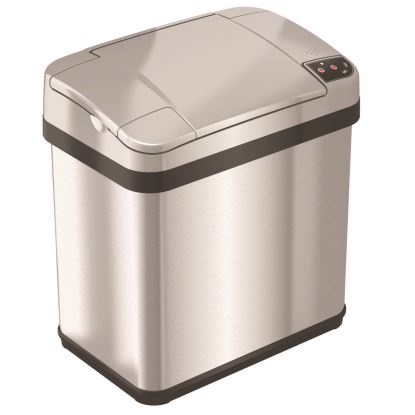 Rectangular Sensor Trash Can, 2.5 gal, Plastic, Silver1