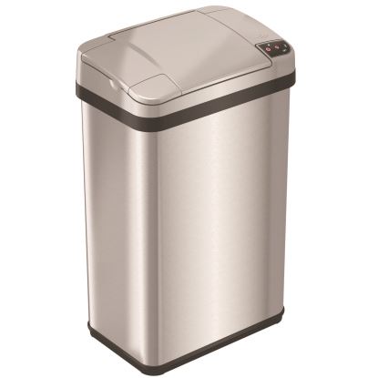 Rectangular Sensor Trash Can, 4 gal, Plastic/Stainless Steel, Silver1