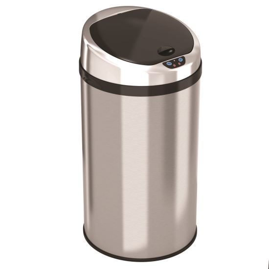 Sensor Trash Can, 8 gal, Plastic/Stainless Steel, Silver1