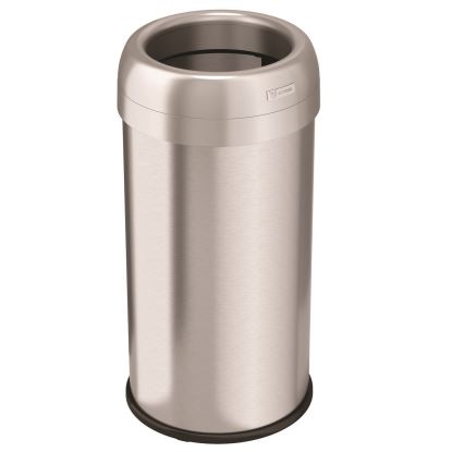 Open Top Trash Can, Round, 16 gal, Plastic/Stainless Steel, Silver1