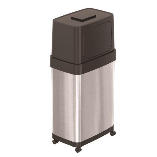 Dual Push Door Trash Can, 18 gal, Stainless Steel, Silver/Black1