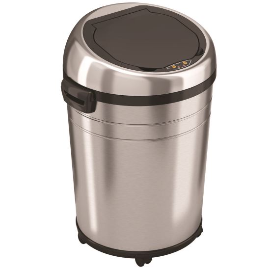 Extra-Large Sensor Trash Can with Wheels, 18 gal, Plastic/Stainless Steel1