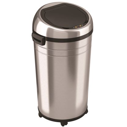 Extra-Large Sensor Trash Can with Wheels, 23 gal, Plastic/Stainless Steel, Silver/Black1