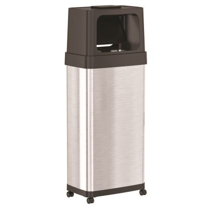 Dual Push Door Trash Can, 24 gal, Stainless Steel, Silver/Black1