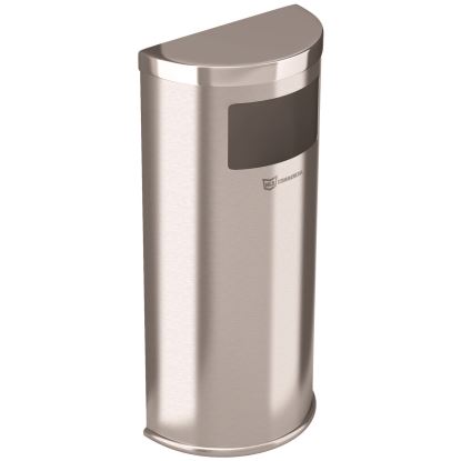 Side-Entry Trash Can with Wall Mount, 9 gal, Stainless Steel, Silver1