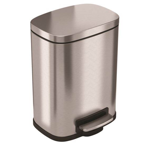 Step Pedal Trash Can, 1.3 gal, Plastic/Stainless Steel, Silver1