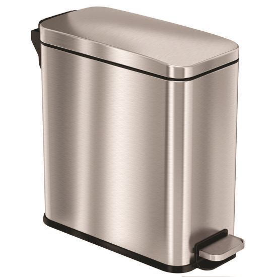 Step Pedal Trash Can, 3 gal, Plastic/Stainless Steel, Silver1