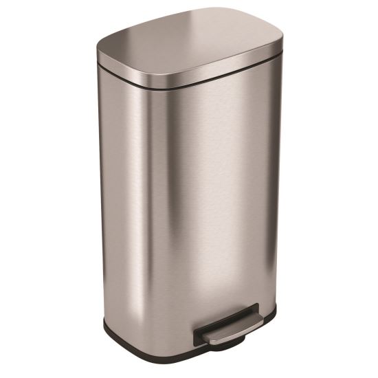 Step Pedal Trash Can, 8 gal, Plastic/Stainless Steel, Silver1