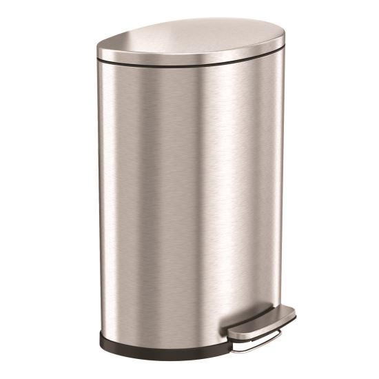 Fire-Resistant Step Pedal Trash Can, 13 gal, Plastic/Stainless Steel, Silver1