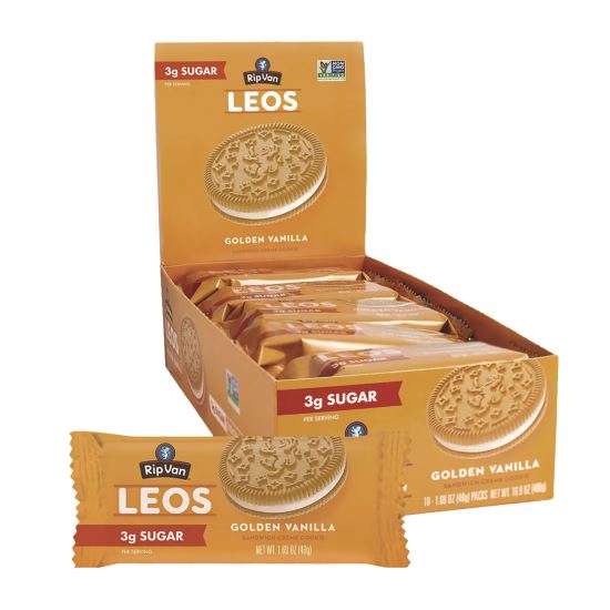 Leos Golden Vanilla Sandwich Cookies, 2 Cookies/Pack, 10 Packs/Box1