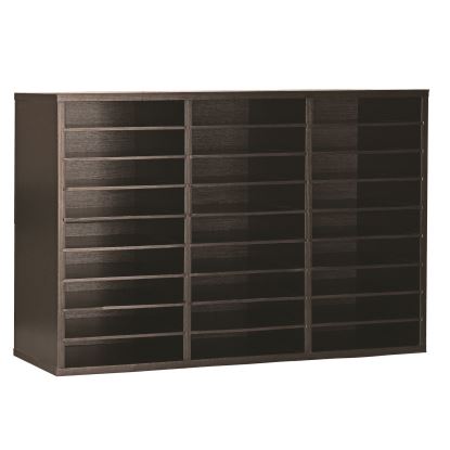 Wooden 27 Compartment Literature Organizer, 27 Sections, Letter Size, 31.49 x 11.81 x 21.65, Black1