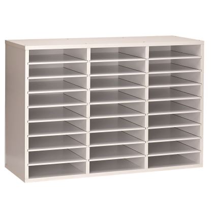 Wooden 27 Compartment Literature Organizer, 27 Sections, Letter Size, 31.49 x 11.81 x 21.65, White1