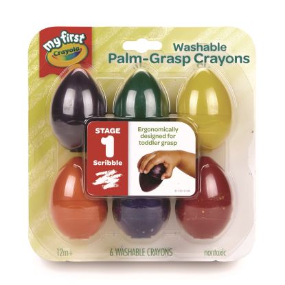 My First Washable Palm Grasp Crayons, Assorted Colors, 6/Pack1