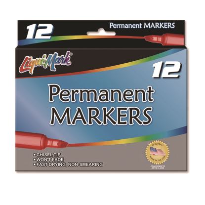 Permanent Marker, Chisel Tip, Black, Dozen1