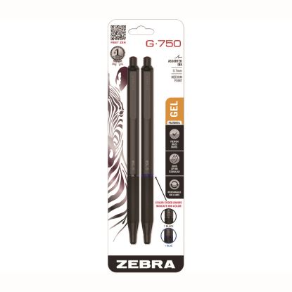 G-750 Gel Pen, Retractable, Medium 0.7 mm, Black; Blue Ink, Black Barrel, 2/Pack1