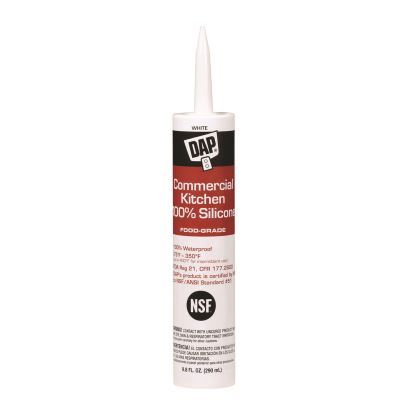 Commercial Kitchen Silicone Sealant, 9.8 oz Tube, White1